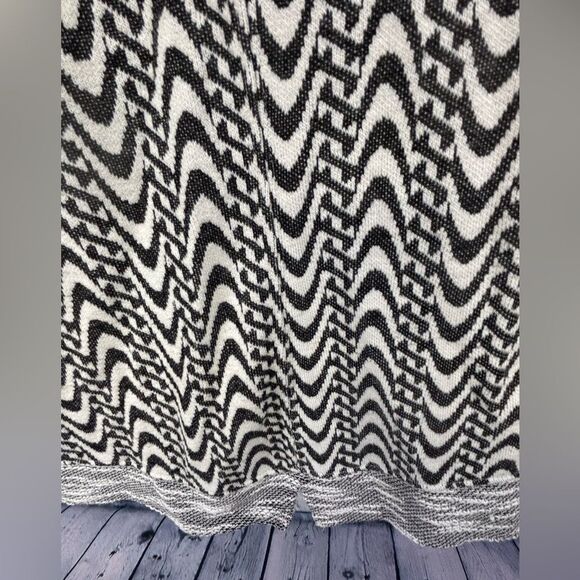 Skies are Blue Black White Boho Geo Zip Front Tie Waist Jacket Cardigan Size S - Picture 7 of 14